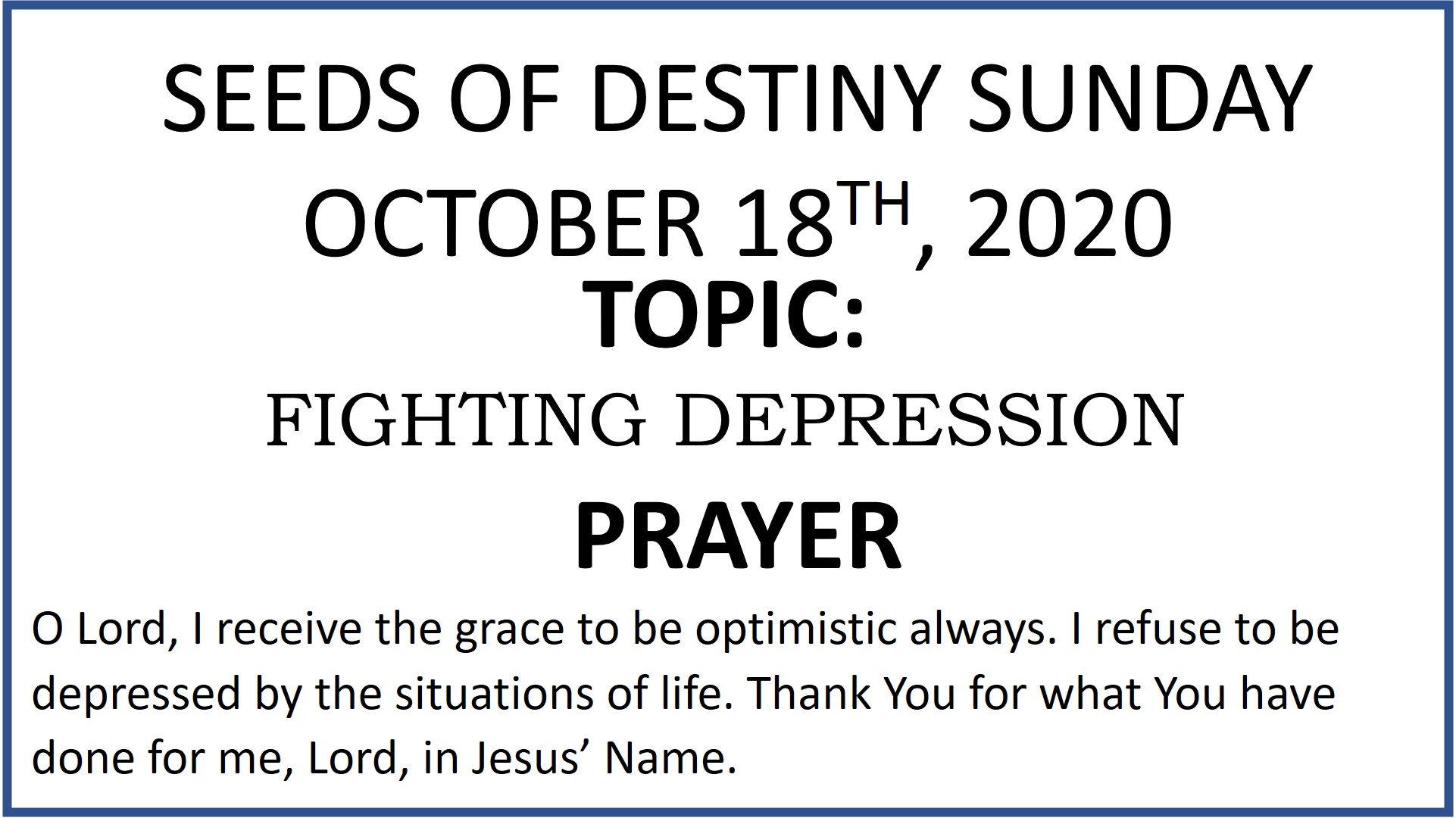 Seeds of Destiny Sunday 18th October 2020 by Dr Paul Enenche