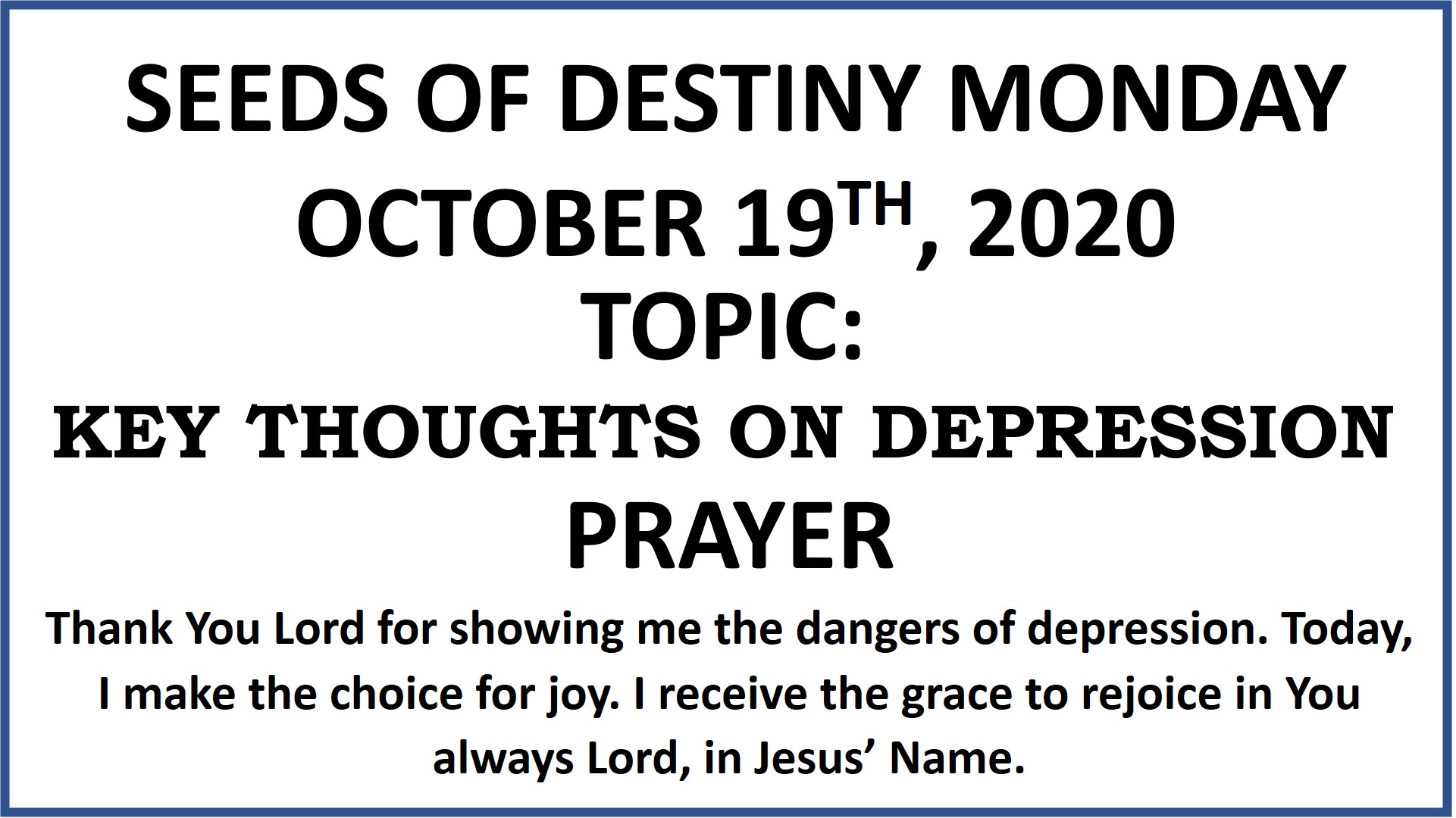 Seeds of Destiny Monday 19th October 2020 by Dr Paul Enenche