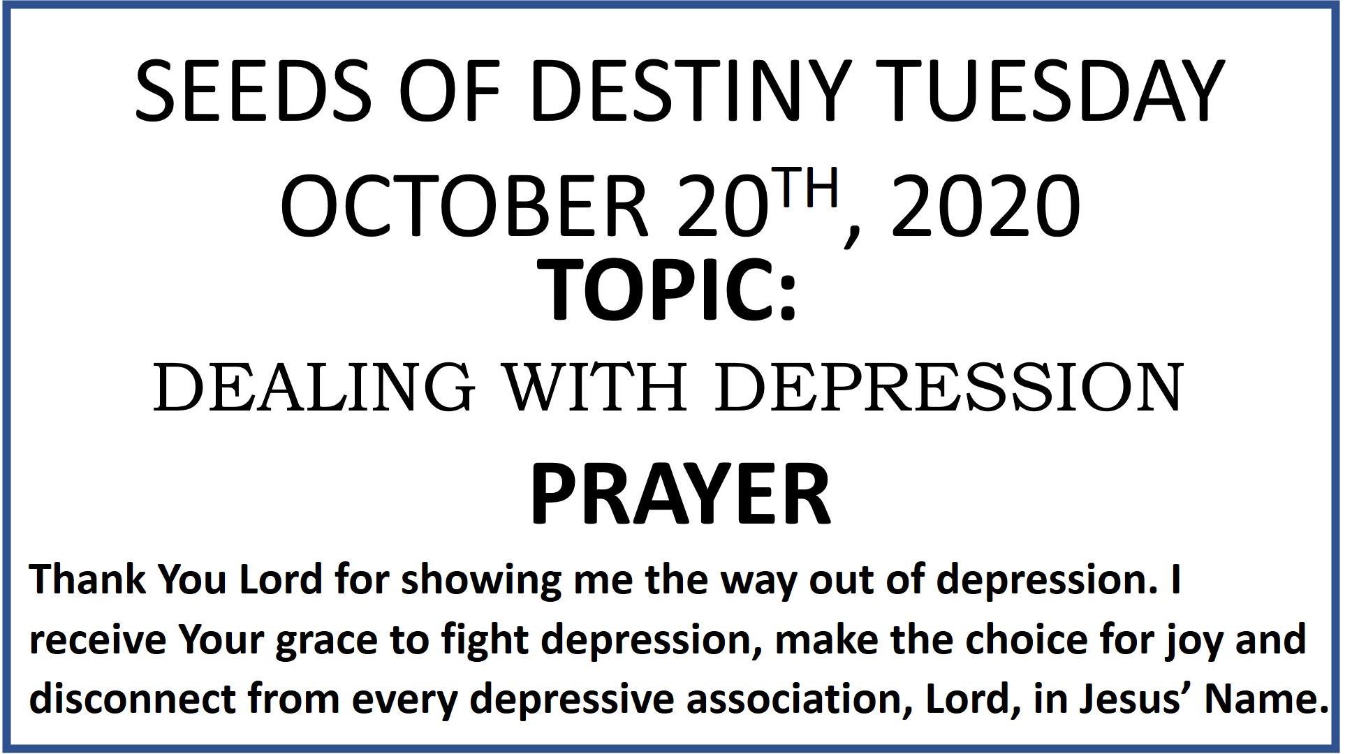 Seeds of Destiny Tuesday 20th October 2020 by Dr Paul Enenche