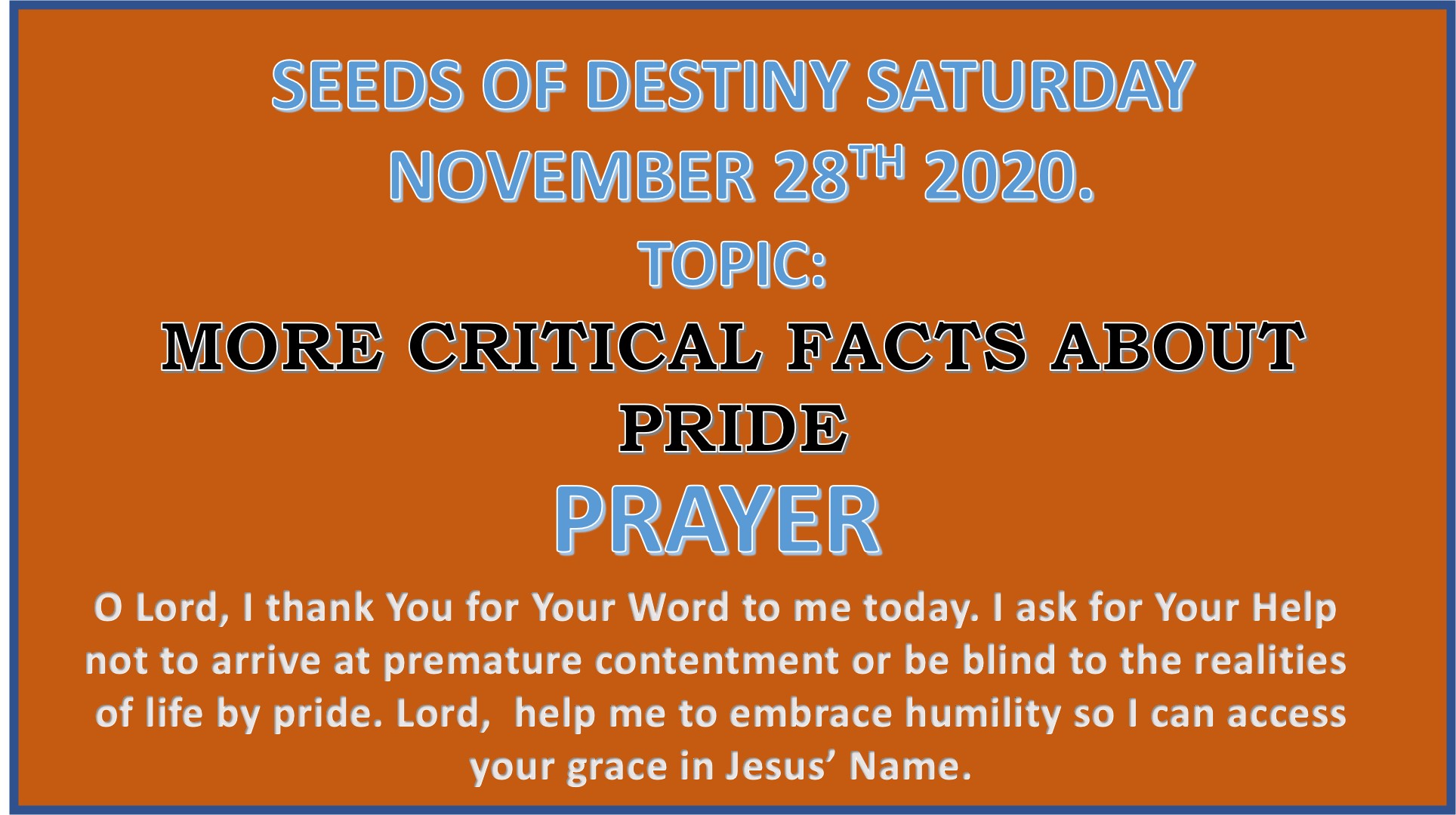 Seeds of Destiny Saturday 28th November 2020 by Dr Paul Enenche